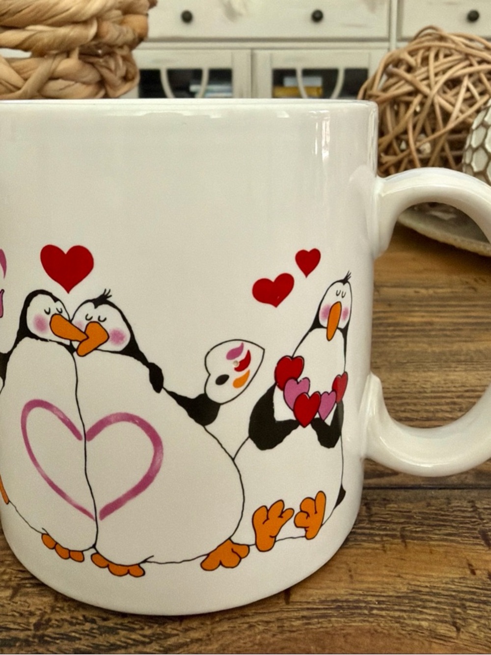 Applause 1986 Vintage Valentine's Day Penguins All We Need Is Love! Coffee Mug